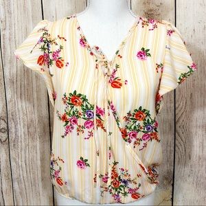Women’s The Outfit Yellow Stripe Floral Blouse